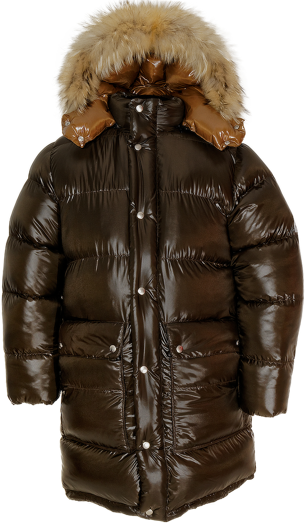 www.parkasite down jacket Vinland Parka long choco shiny with finnraccoon big