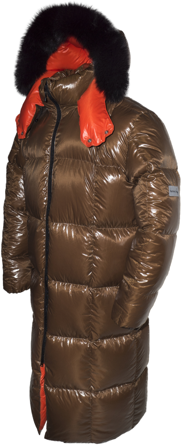 www.parkasite down coat Arktera Coat latte shiny with Outdoor Hood with blue fox big