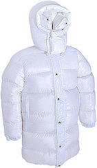 Daunenparka - Big Parka - L extra lang - 1600 g - 16-white shiny/16-white shiny  -  extra hoher Kragen