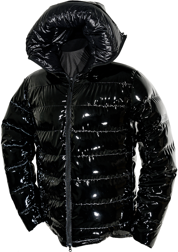 www.parkasite.com - Cryo Parka - Laglosstex black ultra shiny - hood open