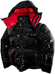 Daunenjacke - Vinland Hoody - L - 1000 g - L1-black ultra shiny/F6-red shiny - Arcitc-Hood 