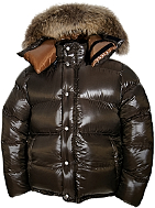 Daunenjacke - Vinland Hoody - L - 1000 g - 39-choco shiny/45-caramel shiny - Arctic-Hood mit Finnraccoon