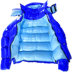 Daunenjacke- Vinland Hoody - XL -1800 g - 36-steel blue shiny/31-ice blue shiny - Arcitc-Hood - 20 cm hoher Kragen