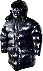 Daunenparka - Vinland Parka - XL - 1600 g - Outdoor Hood - 40-black shiny/L1-black ultra shiny - extra long